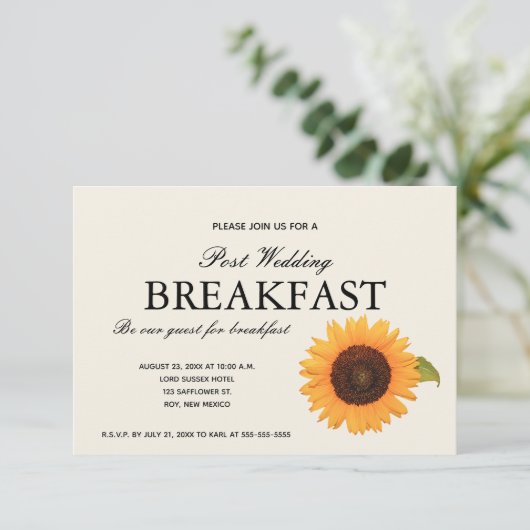 Invitation Editable Rustic Sunflower Breakfast (Debout devant)