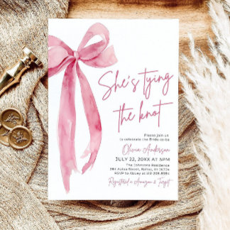 Invitation Editable She's Tying the Knot Fête des mariées Inv