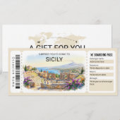 Invitation Editable Sicily Trip Boarding Pass Ticket (Devant / Derrière)
