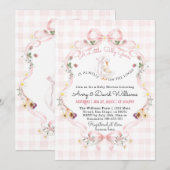 Invitation Editable Silly Goose Baby Shower Pink Bow (Devant / Derrière)