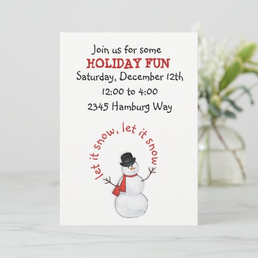 Invitation éditable Snowman (Debout devant)