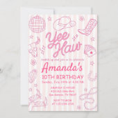 Invitation Editable Space Cowgirl Birthday Invitation, Disco  (Devant)