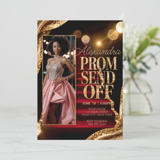 Invitation Editable Sparkling Gold Prom Envoyer do-it-yoursel (Debout devant)