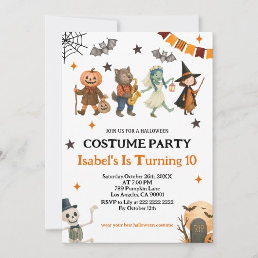 Invitation Editable Spooktacular Costume Party Halloween (Devant)