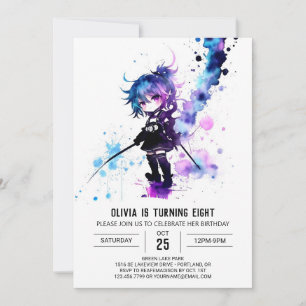 Invitation Editable Spy Ninja Digital Girl Anniversaire