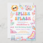 Invitation Editable Summer Splish Splash 3e fête d'anniversai (Devant)
