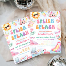 Editable Summer Splish Splash 3e fête d'anniversai
