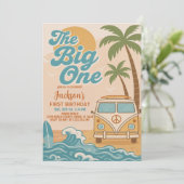 Invitation Editable Surfing The Big One Boy 1er anniversaire (Debout devant)