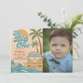Invitation Editable Surfing The Big One Boy 1er anniversaire (Debout devant)