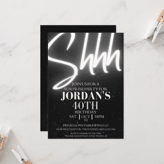 Invitation Editable, Surprise Party, Surprise Birthday invita (Devant/Arrière en situation)