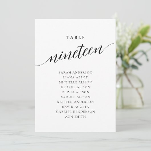 Invitation Editable Table Number Nineteen Seating Chart Card (Debout devant)
