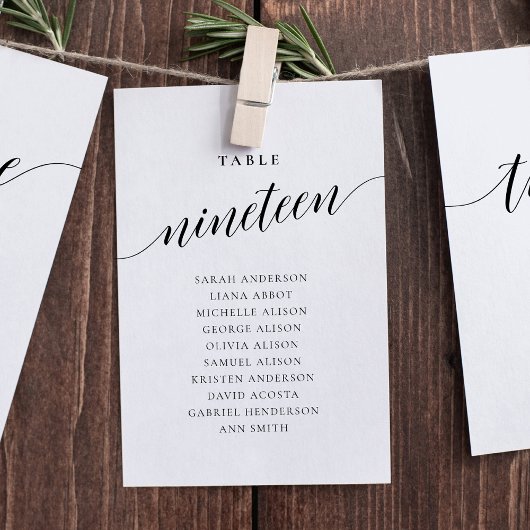Invitation Editable Table Number Nineteen Seating Chart Card