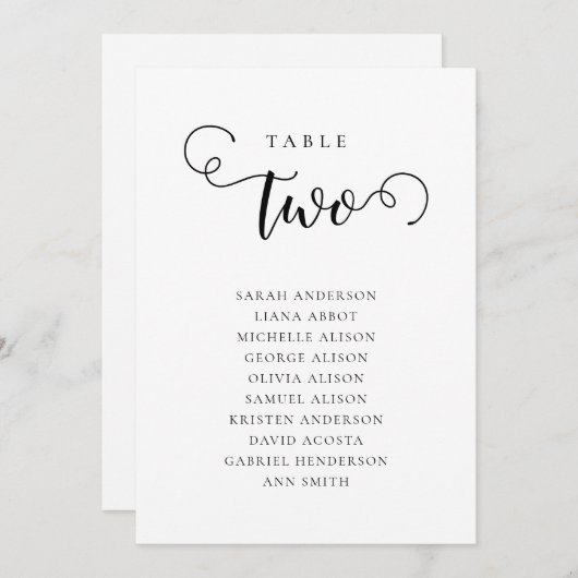 Invitation Editable Table Number Seating Chart Card (Devant / Derrière)
