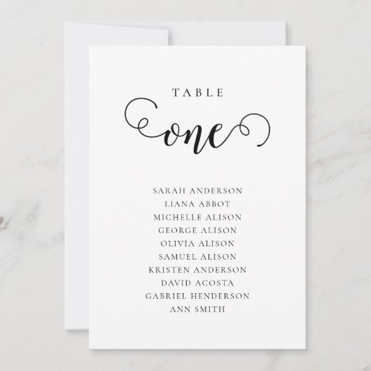Invitation Editable Table Number Seating Chart Card (Devant)