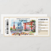 Invitation Editable Tokyo Trip Boarding Pass Ticket (Devant / Derrière)