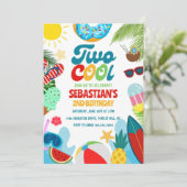 Invitation Editable Two Cool Pool Party Beach 2e anniversaire (Debout devant)