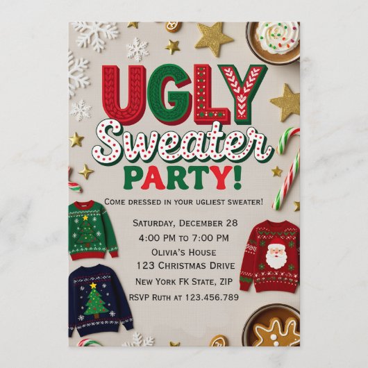 Invitation Editable Ugly Sweater Party (Devant)