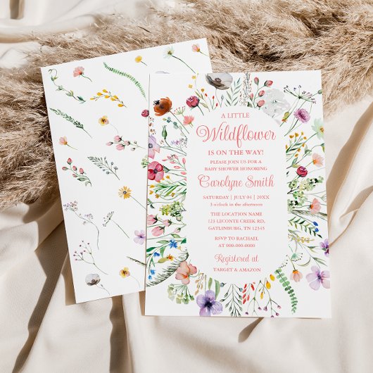 Invitation Editable Un Baby shower Un Peu Fleur sauvage