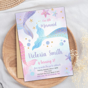 Invitation Editable Under the Sea Party Card for Girls