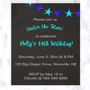 Invitation Editable Under the Stars Anniversaire