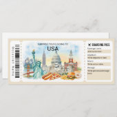 Invitation Editable USA Trip Boarding Pass Ticket (Devant / Derrière)