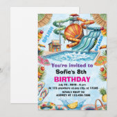 Invitation Editable Water Slide Birthday Splash Pool Party  (Devant / Derrière)