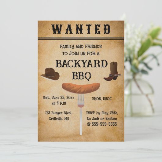 Invitation Editable Western Style Backyard BBQ (Debout devant)