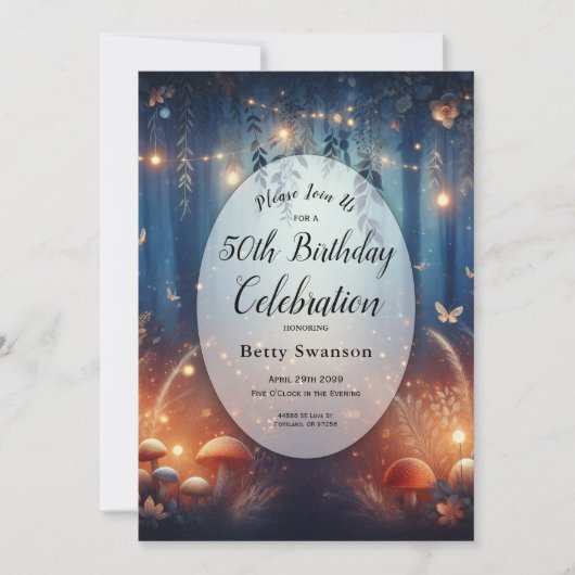 Invitation Editable Year Fairy Lights in a Moonlit Forest (Devant)