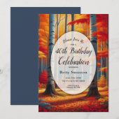 Invitation Editable Year Rustic Birch Tree Fall Birthday (Devant / Derrière)