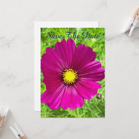 Invitation Édition Esprit : Cosmos Sauvegarder la date (Devant/Arrière en situation)