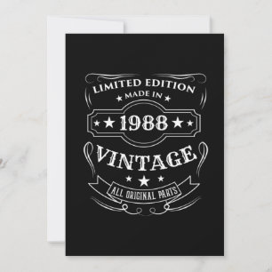 Invitation Edition Limitée Fabriquée En 1988 Cadeau Anniversa
