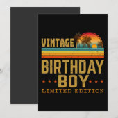 Invitation édition limitée garçon d'anniversaire vintage (Devant / Derrière)