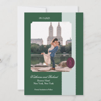 Invitation Édition scallopée verte pour annoncer la date