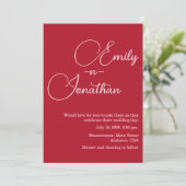 Invitation Éditorial Chic Moderne Mariage Photo Rouge Profond (Debout devant)