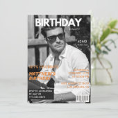 Invitation Éditorial de magazine noir et blanc 42e anniversai (Debout devant)