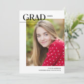 Invitation Éditorial Moderne 2025 Grad 1-Photo Graduation (Debout devant)
