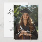 Invitation Editorial Typography Graduation  (Devant / Derrière)