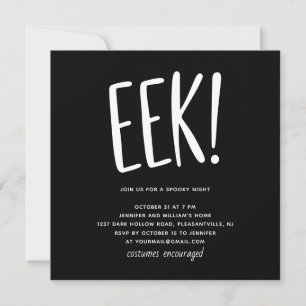 Invitation EEK ! Fête drôle d'Halloween moderne Noir Sombre