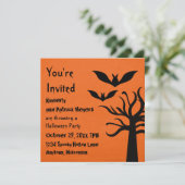 Invitation Eerie Bats Halloween Invitation, Orange (Debout devant)
