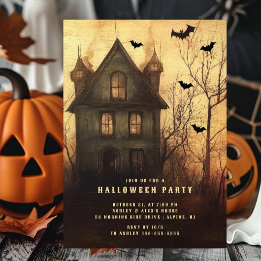 Invitation Eerie Haunted Maison Halloween