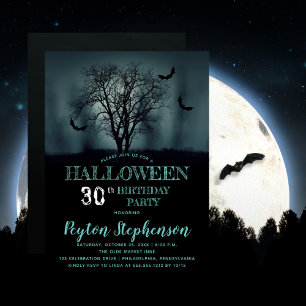 Invitation Eerie Tree Bats Halloween 30e anniversaire fête