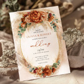 Invitation Eeucalyptus bordeaux en terre cuite et pampas