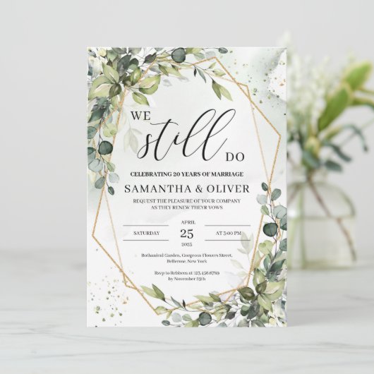 Invitation Eeucalyptus du feuillage boho vert que nous faison (Debout devant)