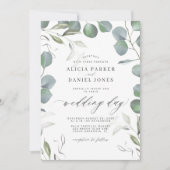Invitation Eeucalyptus feuille élégant script mariage (Devant)