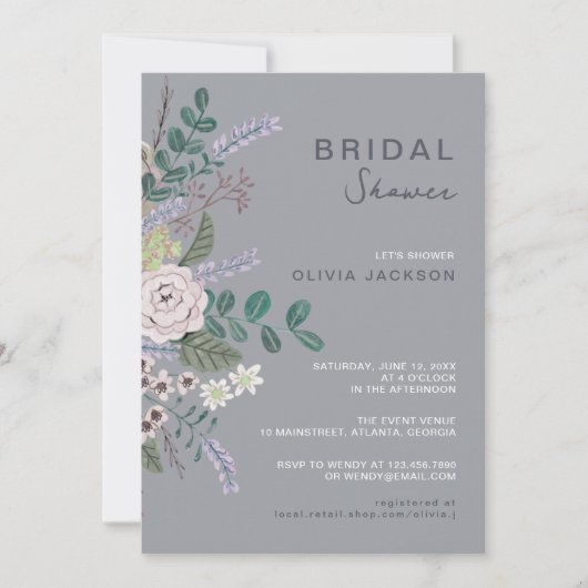 Invitation Eeucalyptus floraux Boho Verdure Douche nuptiale (Devant)