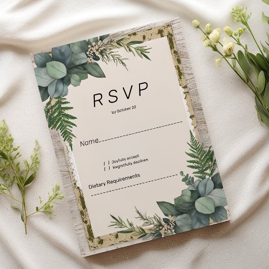 Invitation Eeucalyptus rustique verdure botanique RSVP
