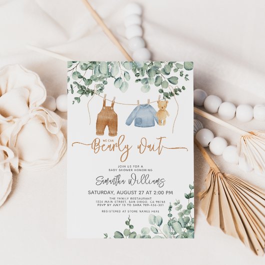 Invitation Eeucalyptus verdoyant On peut attendre le Baby sho