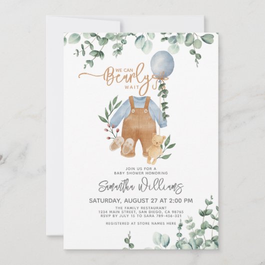 Invitation Eeucalyptus verdoyant On peut attendre le Baby sho (Devant)