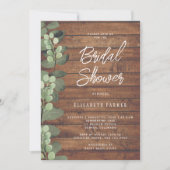 Invitation Eeucalyptus vert bois rustique douche nuptiale (Devant)