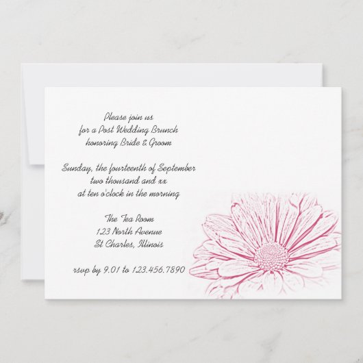 Invitation Effet de fleur de marguerite rose Après-mariage br (Devant)